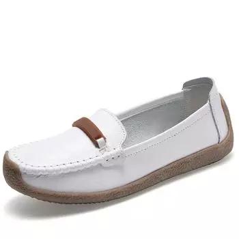 Женские балетки на плоской подошве, кожаные дышащие мокасины с вырезами, женские топсайдеры, балетки, женская повседневная обувь 35 красный