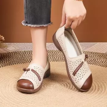 Женские балетки на плоской подошве Модная женская повседневная обувь Дышащие женские мокасины Комфортные туфли для мам на плоской подошве Женские туфли Zapatillas Mujer CN 35 бежевый