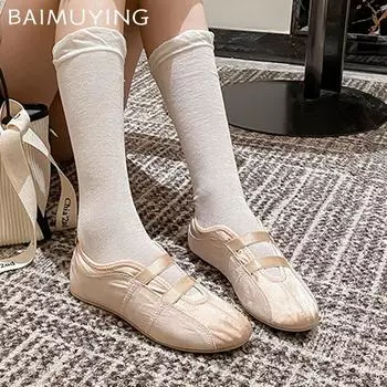 Женские балетки на плоской подошве, модные элегантные кроссовки, женские, тренд 2024 года, зимние, новые дизайнерские, удобные, для прогулок, туфли Мэри Джейн Mujer 35 чёрный