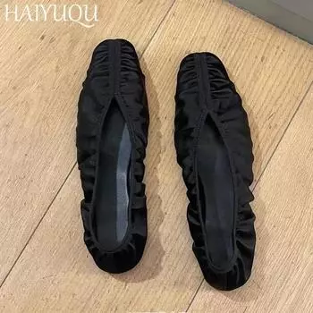 Женские балетки на плоской подошве, модные туфли на плоской подошве, женская обувь 2025 года, повседневная осенняя обувь, уютное платье Mujer De Zapatillas 35 чёрный