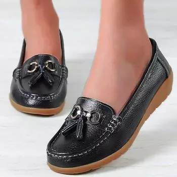 Женские балетки на плоской подошве, модные туфли на танкетке из натуральной кожи, женские туфли-лодочки для медсестер, мокасины, дышащая обувь, женские туфли больших размеров 35