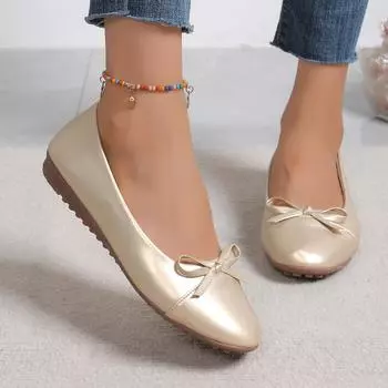 Женские балетки на плоской подошве, осенние балетки, удобные туфли на плоской подошве, женские нескользящие мокасины, элегантные кроссовки с бантом, женская обувь для мам 35 чёрный