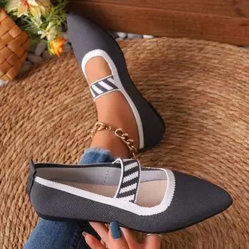 Женские балетки на плоской подошве, повседневные элегантные кроссовки на низком каблуке, женские удобные дышащие сетчатые рабочие мокасины с острым носком для женщин 36 серый