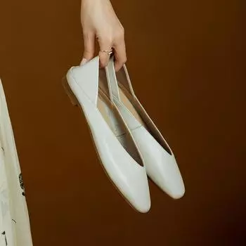 Женские балетки Новые балетки Мягкие кожаные мокасины Слипоны Ретро Бабушкины Туфли Весна Лето Мокасины Женские Мюли Тапочки 34 белый