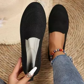 Женские балетки Новые летние сетчатые дышащие плоские кроссовки женские повседневные удобные легкие мокасины без застежек обувь для женщин Zapatos De Mujer 36 чёрный