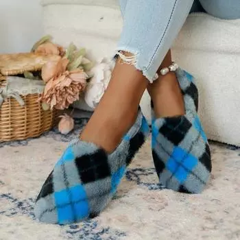 Женские балетки Новые сексуальные балетки Модные женские туфли на плоской подошве Легкие плюшевые туфли Женские удобные туфли без застежек Zapatos De Mujer 36 синий