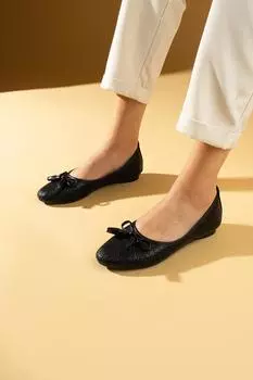 Женские балетки с бантом с лазерной резкой 43-53-24