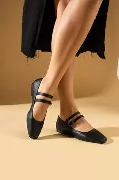 Женские балетки с двойным ремешком и квадратным тупым носком 64-090-24Объем