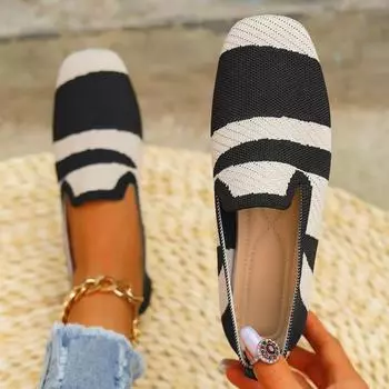 Женские балетки сетчатые дышащие кроссовки женские дышащие легкие туфли без застежек на плоской подошве повседневные туфли женские мокасины женские носки туфли в стиле Лолита 36 чёрный