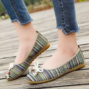 Женские балетки в полоску, туфли на плоской подошве без застежек, туфли-лодочки с завязками-бабочками, соломенные женские мокасины zapatos muje hjm89 35 розовый
