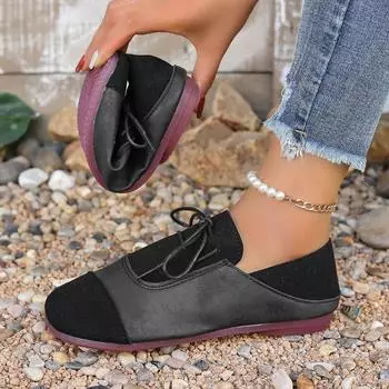 Женские балетки в винтажном стиле больших размеров, женская повседневная обувь, удобные балетки, женские лоферы, ретро, низкий верх, шнуровка, кроссовки до щиколотки 36