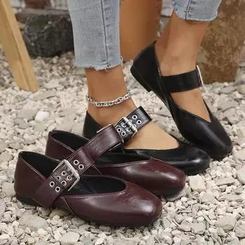 Женские балетки высокого качества с пряжкой и ремнем, кроссовки женские летние туфли Мэри Джейн с квадратным носком, женские туфли Zapatos De Mujer 36