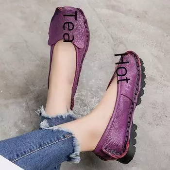 Женские балетки Xinrui в стиле ретро из натуральной кожи с мягкой подошвой — ручная работа, удобные, с неглубоким вырезом 36 жёлтый