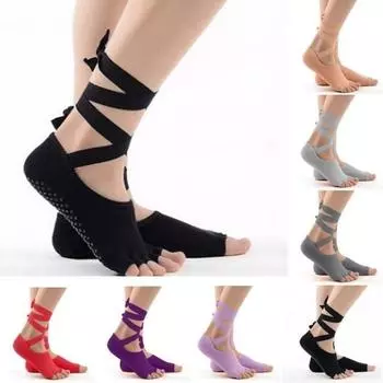 Женские балетные носки, нескользящие массажные носки для пилатеса, йоги, тренажерного зала и танцев чёрный
