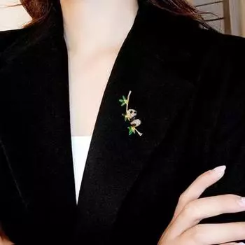 Женские бамбуковые броши в виде панды для женщин, роскошные золотые броши из сплава в виде животных, булавки, ювелирные изделия, подарок