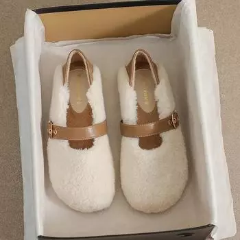 Женские бархатные балетки «Мэри Джейн» Weiwei Girl 138-1 с меховой подкладкой и мягкой подошвой для осени и зимы. 40 чёрный