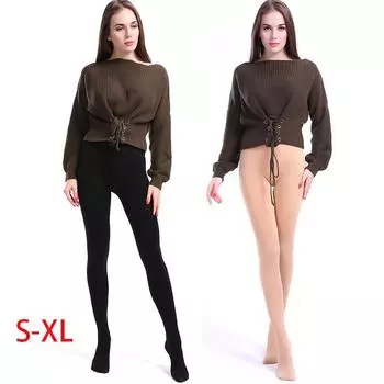 Женские бархатные чулки, модные теплые обтягивающие леггинсы с высокой талией, сплошной цвет S чёрный