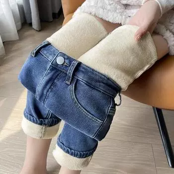 Женские бархатные джинсы Y2K Plus, тонкие узкие джинсовые брюки-карандаш для женщин, корейская осенне-зимняя одежда 2023, брюки, уличная одежда 26 чёрный