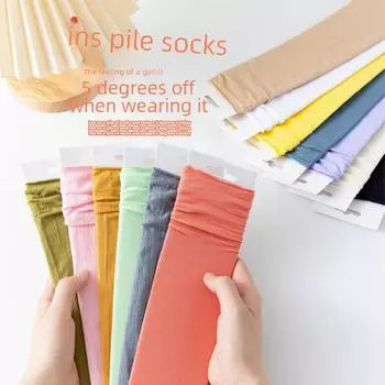 Женские бархатные носки Bingbing весна-лето, однотонные, средней длины, ворсовые, с длинной трубой, стиль JK Nude socks without packaging