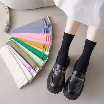 Женские бархатные носки Dopamine: Однотонный, до середины икры, идеально подходит для весны и осени One Size