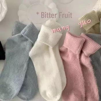 «Женские бархатные носки с рисунком норки»: Милые, толстые, теплые носки-тапочки для осени, зимы, сна и дома.