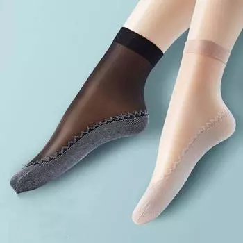 Женские бархатные шелковые женские хлопковые подошвы с мягкой нескользящей подошвой, массажные впитывающие нескользящие носки 5 Pairs чёрный