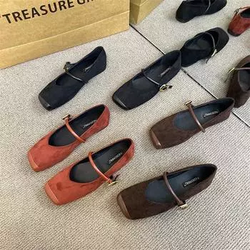 Женские бархатные туфли на плоской подошве с квадратным носком, мягкие балетки, женские повседневные балетки, классические женские туфли 35 красный