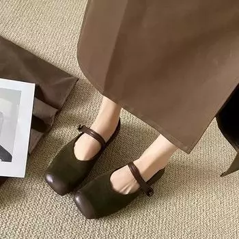 Женские бархатные туфли на плоской подошве с квадратным носком, мягкие балетки, женские повседневные балетки, классические женские туфли 35 зелёный