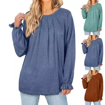 Женские базовые футболки с длинными рукавами и изогнутым подолом, летние топы, облегающие футболки, одежда L синий