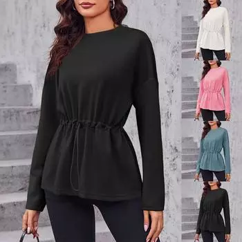 Женские базовые футболки с длинными рукавами и изогнутым подолом, летние топы, облегающие футболки, одежда S розовый