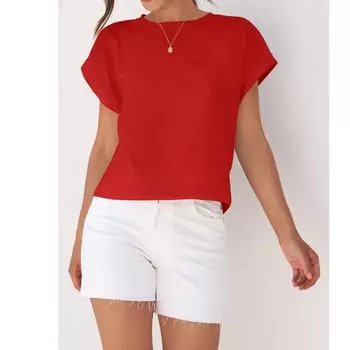 Женские базовые футболки с круглым вырезом и короткими рукавами с изогнутым краем, летние топы, облегающие футболки, одежда L винный