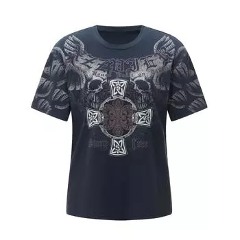 Женские базовые футболки с винтажным принтом, повседневные летние топы с коротким рукавом для уличной одежды, эстетическая одежда в стиле гранж S темно-серого