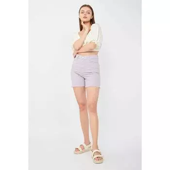 Женские базовые отрезные джинсовые шорты Сиреневые