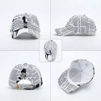 Женские бейсболки весной и летом, модные британские газетные бейсболки, простые солнцезащитные женские шляпы One Size белый