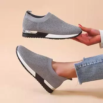 Женские белые блестящие кроссовки для носков, модные блестящие туфли, кроссовки, женские, вулканизированные, Tenis Feminino Basket Femme, женская обувь 35 бежевый