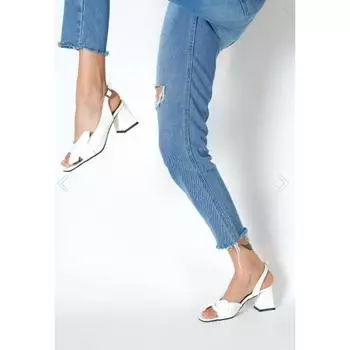 Женские белые классические туфли на каблуке Босоножки на каблуке с бантом