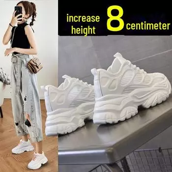 Женские белые кожаные низкие туфли KPU с сеткой и внутренней частью для увеличения высоты, выпуск 2024 г. 37 белый