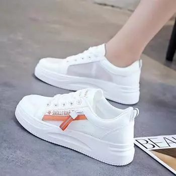 Женские белые кроссовки 2023 года, новый стиль, повседневная спортивная обувь в корейском стиле size 35, leather чёрный/белый