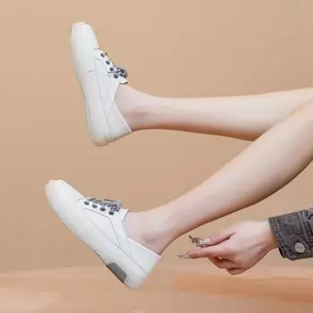 Женские белые кроссовки из натуральной кожи весна/лето 2025 года — мягкие, дышащие, универсальные, двухкомпонентные 41