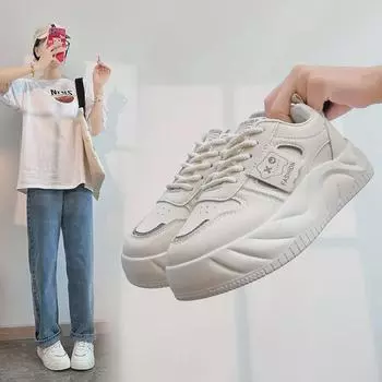 Женские белые кроссовки на платформе осень 2024 года — корейская версия, повседневный и спортивный дизайн, DF-5 39 чёрный