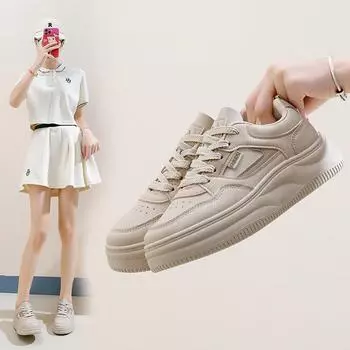 Женские белые кроссовки на платформе весна-лето 2025 года — повседневный корейский стиль (Модель SH106) 37