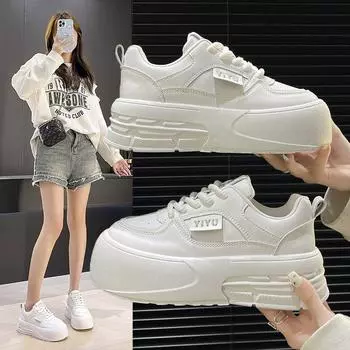 Женские белые кроссовки на платформе, женская мода, плетеные туфли, женские повседневные кроссовки на массивной подошве, вулканизированная обувь для женщин, кроссовки для бега 35