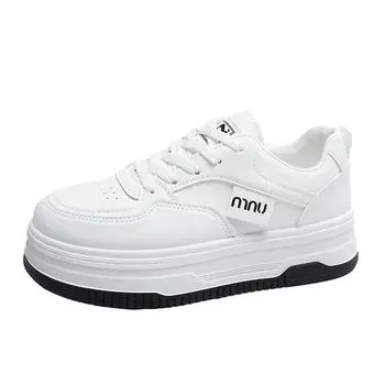 Женские белые кроссовки на шнуровке, осенние, на толстой подошве, повседневные, на плоской подошве, с противоскользящей подошвой, для ходьбы на открытом воздухе, для занятий спортом, для сноуборда, Sapatos Femininos 36