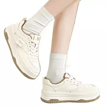 Женские белые кроссовки на шнуровке, осенние, на толстой подошве, повседневные, на плоской подошве, с противоскользящей подошвой, для ходьбы на открытом воздухе, для занятий спортом, для сноуборда, Sapatos Femininos 35 чёрный