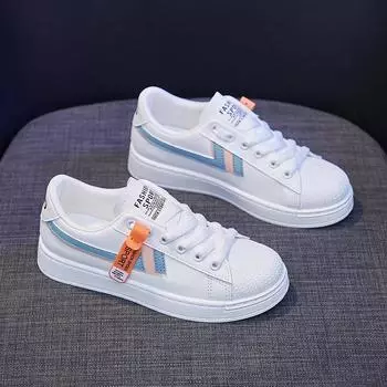 Женские белые кроссовки Уличная мода Повседневная обувь на плоской подошве Вулканизированная обувь Женские спортивные кроссовки 35 оранжевый/белый