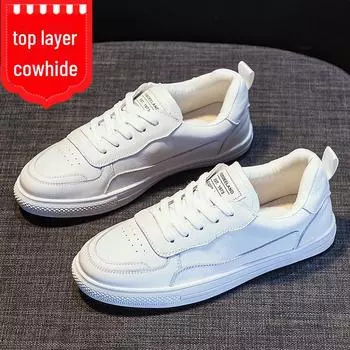 Женские белые летние кроссовки из натуральной коровьей кожи 2025 года — модная, универсальная, плоская спортивная обувь 37 белый