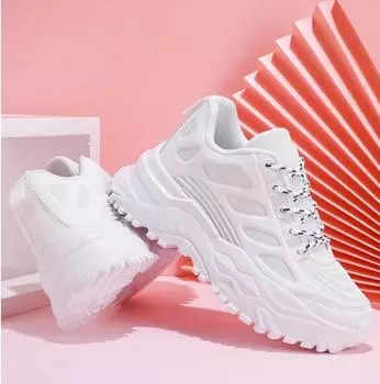 Женские белые массивные кроссовки из вулканизированной кожи, большие размеры 35-45, кроссовки для бега на платформе для пары, женские черные повседневные туфли 35 бежевый
