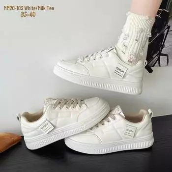 Женские белые низкие кроссовки осени 2024 года — корейский стиль, повседневный спортивный стиль, студенческий дизайн, удобные и модные. 35