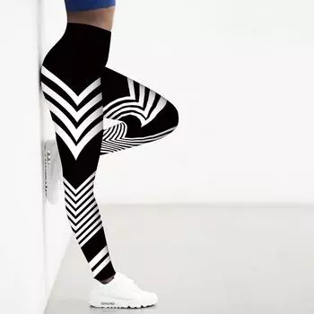 Женские белые полосатые принты эластичные леггинсы для йоги фитнеса бега спортзала спорта активных штаны XS серый