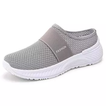 Женские белые повседневные слипоны - Дышащие тканевые сетчатые тапочки 36 серый